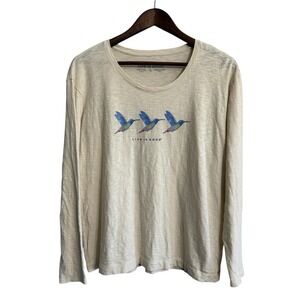 Life is Good‎ t-shirt women's small off white long sleeve hummingbirds outdoor